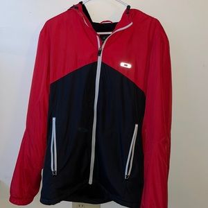 OAKLEY Mens Ski Snowboard Jacket Sherpa Fleece Lined Color Block Red Black Large